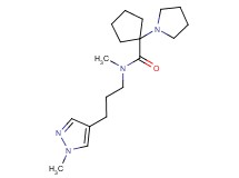 N-methyl-N-[3-(1-methyl-1H-pyrazol-4-yl)propyl]-1-pyrrolidin-1-ylcyclopentanecarboxamide