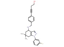 4-[4-({[1-(3-fluorophenyl)-6,6-dimethyl-4,5,6,7-tetrahydro-1H-indazol-4-yl]amino}methyl)phenyl]-3-butyn-1-ol