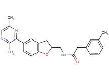 N-{[5-(3,6-dimethyl-2-pyrazinyl)-2,3-dihydro-1-benzofuran-2-yl]methyl}-2-(3-methylphenyl)acetamide