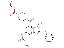ethyl 4-{[2-benzyl-1-methyl-5-(propionylamino)-1H-benzimidazol-7-yl]carbonyl}-1-piperazinecarboxylate