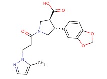 (3S*,4R*)-4-(1,3-benzodioxol-5-yl)-1-[3-(5-methyl-1H-pyrazol-1-yl)propanoyl]pyrrolidine-3-carboxylic acid