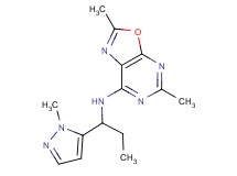 2,5-dimethyl-N-[1-(1-methyl-1H-pyrazol-5-yl)propyl][1,3]oxazolo[5,4-d]pyrimidin-7-amine