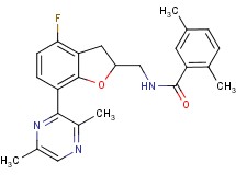 N-{[7-(3,6-dimethyl-2-pyrazinyl)-4-fluoro-2,3-dihydro-1-benzofuran-2-yl]methyl}-2,5-dimethylbenzamide