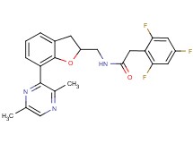 N-{[7-(3,6-dimethyl-2-pyrazinyl)-2,3-dihydro-1-benzofuran-2-yl]methyl}-2-(2,4,6-trifluorophenyl)acetamide