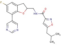 N-{[5-fluoro-7-(5-pyrimidinyl)-2,3-dihydro-1-benzofuran-2-yl]methyl}-5-isobutyl-3-isoxazolecarboxamide