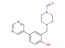4-[2-hydroxy-5-(5-pyrimidinyl)benzyl]-1-piperazinecarbaldehyde