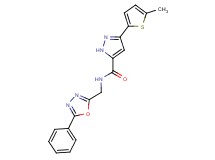 3-(5-methyl-2-thienyl)-N-[(5-phenyl-1,3,4-oxadiazol-2-yl)methyl]-1H-pyrazole-5-carboxamide
