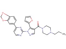 4-(1,3-benzodioxol-5-yl)-2-{5-(2-furyl)-4-[(4-propyl-1-piperazinyl)carbonyl]-1H-pyrazol-1-yl}pyrimidine