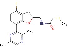 N-{[7-(3,6-dimethyl-2-pyrazinyl)-4-fluoro-2,3-dihydro-1-benzofuran-2-yl]methyl}-2-(methylthio)acetamide