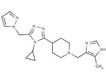4-[4-cyclopropyl-5-(1H-pyrazol-1-ylmethyl)-4H-1,2,4-triazol-3-yl]-1-[(5-methyl-1H-imidazol-4-yl)methyl]piperidine