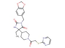 3-(1,3-benzodioxol-5-ylmethyl)-5-ethyl-5-{1-[(2-pyrimidinylthio)acetyl]-4-piperidinyl}-2,4-imidazolidinedione
