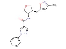 N-{(3R*,4S*)-4-[(3-methylisoxazol-5-yl)methyl]tetrahydrofuran-3-yl}-1-phenyl-1H-pyrazole-4-carboxamide