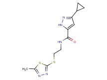 3-cyclopropyl-N-{2-[(5-methyl-1,3,4-thiadiazol-2-yl)thio]ethyl}-1H-pyrazole-5-carboxamide