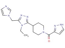4-[4-ethyl-5-(1H-imidazol-1-ylmethyl)-4H-1,2,4-triazol-3-yl]-1-(1H-pyrazol-3-ylcarbonyl)piperidine