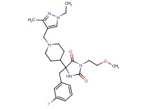 5-{1-[(1-ethyl-3-methyl-1H-pyrazol-4-yl)methyl]-4-piperidinyl}-5-(3-fluorobenzyl)-3-(2-methoxyethyl)-2,4-imidazolidinedione