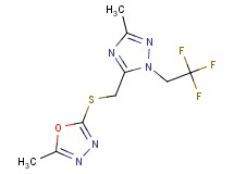 2-methyl-5-({[3-methyl-1-(2,2,2-trifluoroethyl)-1H-1,2,4-triazol-5-yl]methyl}thio)-1,3,4-oxadiazole