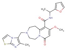 N-[1-(2-furyl)ethyl]-9-methoxy-3-[(6-methylimidazo[2,1-b][1,3]thiazol-5-yl)methyl]-7-oxo-1,2,3,4,5,7-hexahydropyrido[1,2-d][1,4]diazepine-10-carboxamide
