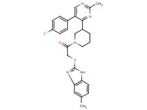 2-[(2-{3-[5-(4-fluorophenyl)-2-methyl-4-pyrimidinyl]-1-piperidinyl}-2-oxoethyl)thio]-5-methyl-1H-benzimidazole
