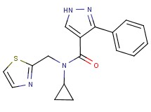N-cyclopropyl-3-phenyl-N-(1,3-thiazol-2-ylmethyl)-1H-pyrazole-4-carboxamide