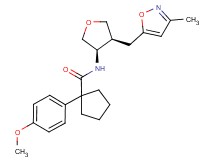 1-(4-methoxyphenyl)-N-{(3R*,4S*)-4-[(3-methylisoxazol-5-yl)methyl]tetrahydrofuran-3-yl}cyclopentanecarboxamide