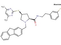 (4S)-4-[(4,6-dimethyl-2-pyrimidinyl)thio]-1-(9H-fluoren-2-ylmethyl)-N-[2-(3-fluorophenyl)ethyl]-L-prolinamide