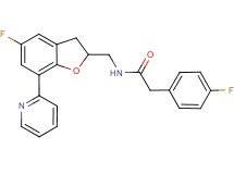 2-(4-fluorophenyl)-N-{[5-fluoro-7-(2-pyridinyl)-2,3-dihydro-1-benzofuran-2-yl]methyl}acetamide