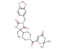 3-(1,3-benzodioxol-5-ylmethyl)-5-{1-[(2,2-dimethyl-4-oxo-3,4-dihydro-2H-pyran-6-yl)carbonyl]-4-piperidinyl}-5-ethyl-2,4-imidazolidinedione