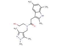N-(2-hydroxyethyl)-2-(2,5,7-trimethyl-1H-indol-3-yl)-N-[(1,3,5-trimethyl-1H-pyrazol-4-yl)methyl]acetamide