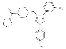 1-{[3-(3-methylphenyl)-1-(4-methylphenyl)-1H-pyrazol-4-yl]methyl}-4-(1-pyrrolidinylcarbonyl)piperidine
