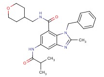 1-benzyl-5-(isobutyrylamino)-2-methyl-N-(tetrahydro-2H-pyran-4-ylmethyl)-1H-benzimidazole-7-carboxamide