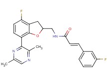 (2E)-N-{[7-(3,6-dimethyl-2-pyrazinyl)-4-fluoro-2,3-dihydro-1-benzofuran-2-yl]methyl}-3-(3-fluorophenyl)acrylamide