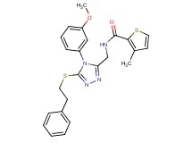 N-({4-(3-methoxyphenyl)-5-[(2-phenylethyl)thio]-4H-1,2,4-triazol-3-yl}methyl)-3-methyl-2-thiophenecarboxamide