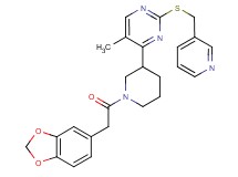4-[1-(1,3-benzodioxol-5-ylacetyl)-3-piperidinyl]-5-methyl-2-[(3-pyridinylmethyl)thio]pyrimidine