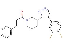 3-[4-(3,4-difluorophenyl)-1H-pyrazol-5-yl]-1-(3-phenylpropanoyl)piperidine