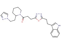 3-{2-[5-(3-oxo-3-{2-[2-(1H-pyrazol-1-yl)ethyl]-1-piperidinyl}propyl)-1,3,4-oxadiazol-2-yl]ethyl}-1H-indole