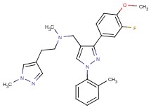 N-{[3-(3-fluoro-4-methoxyphenyl)-1-(2-methylphenyl)-1H-pyrazol-4-yl]methyl}-N-methyl-2-(1-methyl-1H-pyrazol-4-yl)ethanamine