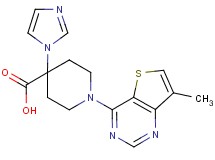 4-(1H-imidazol-1-yl)-1-(7-methylthieno[3,2-d]pyrimidin-4-yl)piperidine-4-carboxylic acid