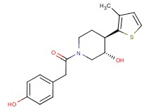 (3S*,4R*)-1-[(4-hydroxyphenyl)acetyl]-4-(3-methyl-2-thienyl)piperidin-3-ol