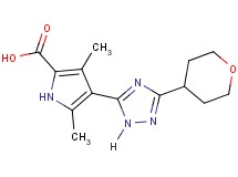 3,5-dimethyl-4-[3-(tetrahydro-2H-pyran-4-yl)-1H-1,2,4-triazol-5-yl]-1H-pyrrole-2-carboxylic acid