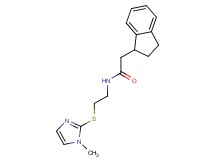 2-(2,3-dihydro-1H-inden-1-yl)-N-{2-[(1-methyl-1H-imidazol-2-yl)thio]ethyl}acetamide
