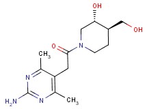 (3R*,4R*)-1-[(2-amino-4,6-dimethyl-5-pyrimidinyl)acetyl]-4-(hydroxymethyl)-3-piperidinol