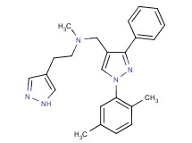 N-{[1-(2,5-dimethylphenyl)-3-phenyl-1H-pyrazol-4-yl]methyl}-N-methyl-2-(1H-pyrazol-4-yl)ethanamine