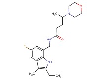 N-[(2-ethyl-5-fluoro-3-methyl-1H-indol-7-yl)methyl]-4-morpholin-4-ylpentanamide