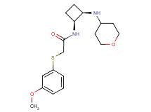 2-[(3-methoxyphenyl)thio]-N-[(1S*,2R*)-2-(tetrahydro-2H-pyran-4-ylamino)cyclobutyl]acetamide