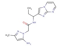 2-(5-amino-3-methyl-1H-pyrazol-1-yl)-N-(1-imidazo[1,2-a]pyrimidin-2-ylpropyl)acetamide