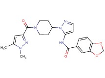 N-(1-{1-[(1,5-dimethyl-1H-pyrazol-3-yl)carbonyl]-4-piperidinyl}-1H-pyrazol-5-yl)-1,3-benzodioxole-5-carboxamide