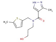N-(3-hydroxypropyl)-3-methyl-N-[(5-methyl-2-thienyl)methyl]-1H-pyrazole-4-carboxamide