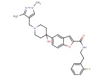 5-{1-[(1,3-dimethyl-1H-pyrazol-4-yl)methyl]-4-hydroxy-4-piperidinyl}-N-[2-(2-fluorophenyl)ethyl]-1-benzofuran-2-carboxamide