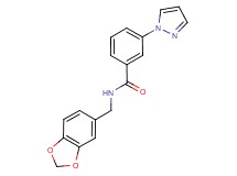 N-(1,3-benzodioxol-5-ylmethyl)-3-(1H-pyrazol-1-yl)benzamide