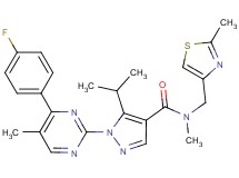 1-[4-(4-fluorophenyl)-5-methyl-2-pyrimidinyl]-5-isopropyl-N-methyl-N-[(2-methyl-1,3-thiazol-4-yl)methyl]-1H-pyrazole-4-carboxamide
